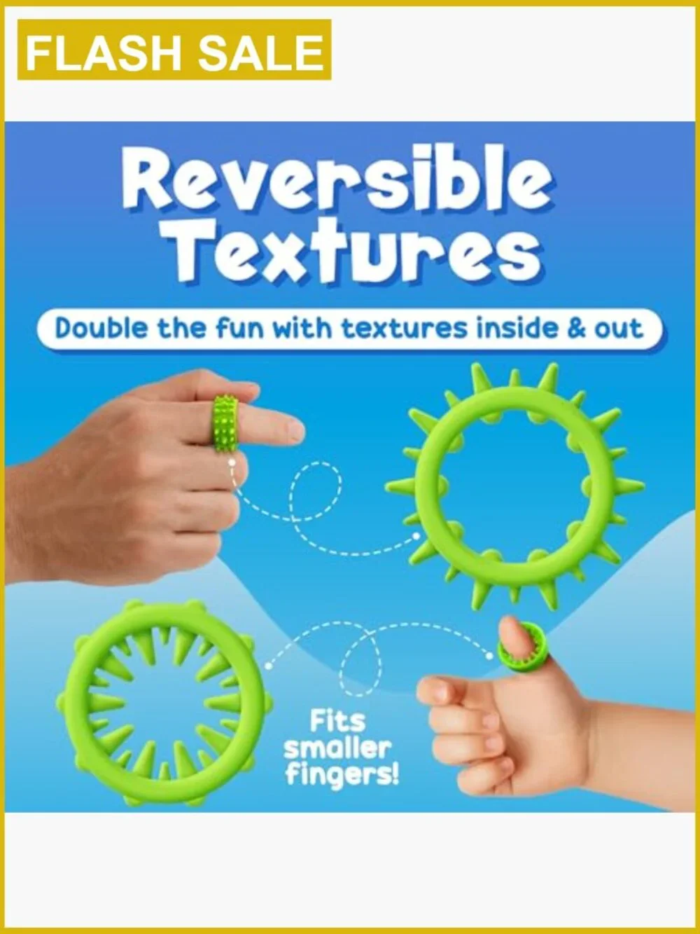 18 Pack Fidget Rings Sensory Toy Set with 6 Textures for Kids